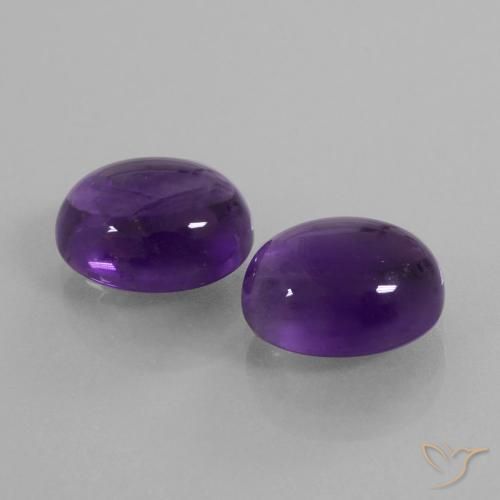 8.43 ctw Violet Amethyst Stones, Natural Amethyst in Oval Cabochon Shape for Sale