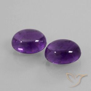 8.12 ctw Violet Amethyst Stones, Natural Amethyst in Oval Cabochon Shape for Sale