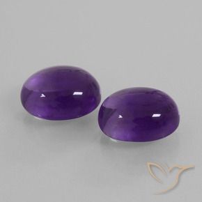 8.26 ctw Violet Amethyst Stones, Natural Amethyst in Oval Cabochon Shape for Sale