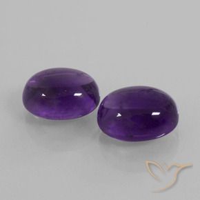 8.17 ctw Violet Amethyst Stones, Natural Amethyst in Oval Cabochon Shape for Sale