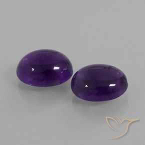 7.27 ctw Violet Amethyst Stones, Natural Amethyst in Oval Cabochon Shape for Sale