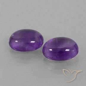 6.94 ctw Violet Amethyst Stones, Natural Amethyst in Oval Cabochon Shape for Sale