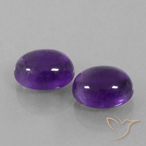 8.09 ctw Violet Amethyst Stones, Natural Amethyst in Oval Cabochon Shape for Sale