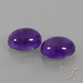 7.38 ctw Violet Amethyst Stones, Natural Amethyst in Oval Cabochon Shape for Sale