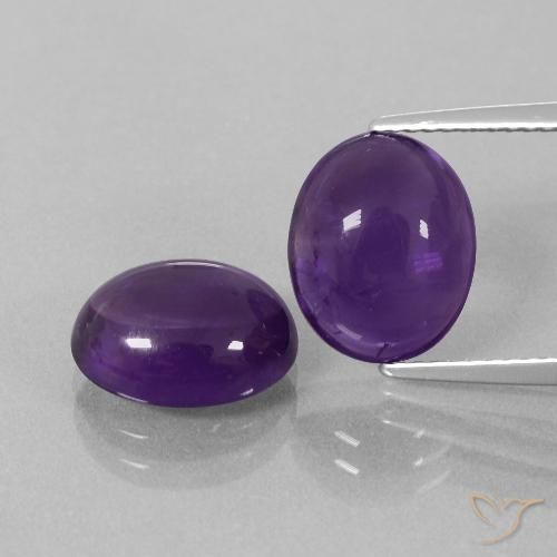 Medium Violet Amethyst Gem - 3.3ct Oval Cabochon (ID: 392332)