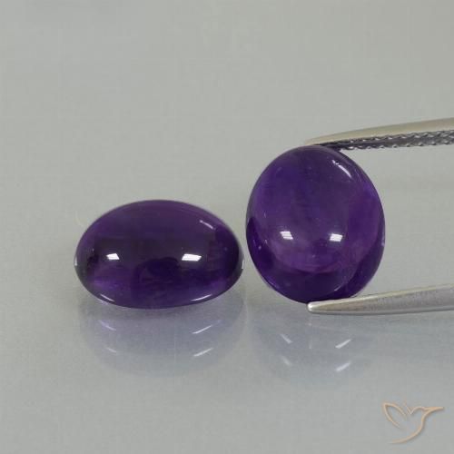 7.27 ctw Violet Amethyst Gemstones, Amethyst Gems in Oval Cabochon Shape for Sale.