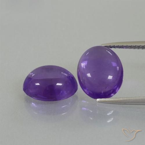 7.12 ctw Violet Amethyst Gemstones, Amethyst Gems in Oval Cabochon Shape for Sale.