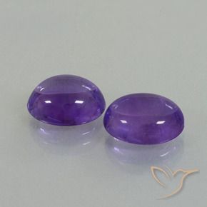 7.12 ctw Violet Amethyst Stones, Natural Amethyst in Oval Cabochon Shape for Sale