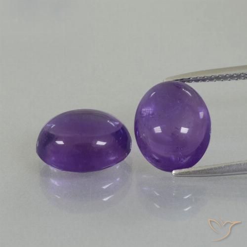 7.76 ctw Violet Amethyst Gemstones, Amethyst Gems in Oval Cabochon Shape for Sale.