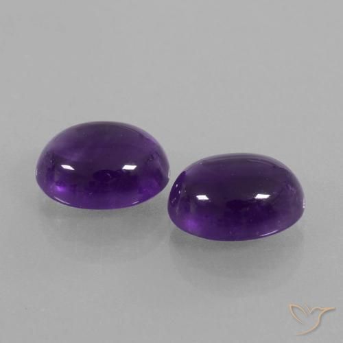 5.56 ctw Violet Amethyst Stones, Natural Amethyst in Oval Cabochon Shape for Sale