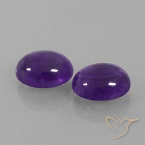 7.04 ctw Violet Amethyst Stones, Natural Amethyst in Oval Cabochon Shape for Sale