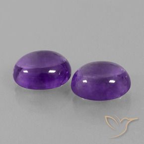 7.89 ctw Violet Amethyst Stones, Natural Amethyst in Oval Cabochon Shape for Sale