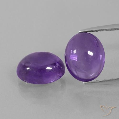 Medium Violet Amethyst Gem - 3.8ct Oval Cabochon (ID: 392400)