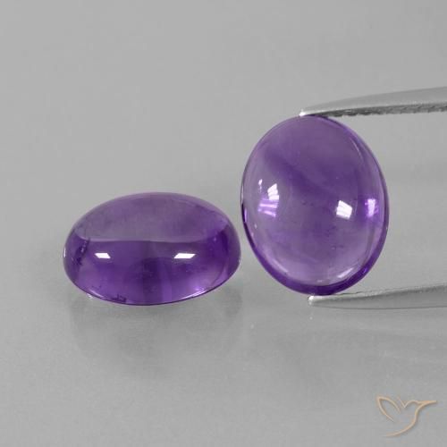 4341a Amethyst Cabochons pair of 20mm rounds 6.5-7mm from Brazil 