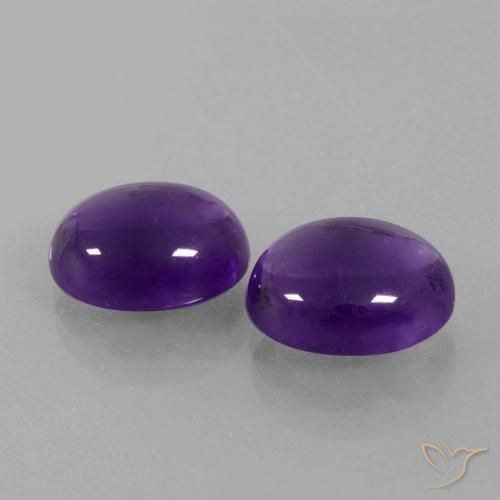 7.39 ctw Violet Amethyst Stones, Natural Amethyst in Oval Cabochon Shape for Sale