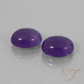 5.40 ctw Violet Amethyst Stones, Natural Amethyst in Oval Cabochon Shape for Sale