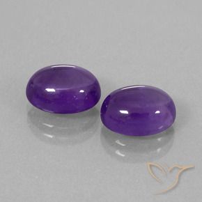 5.72 ctw Violet Amethyst Stones, Natural Amethyst in Oval Cabochon Shape for Sale