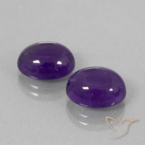 7.45 ctw Violet Amethyst Stones, Natural Amethyst in Oval Cabochon Shape for Sale