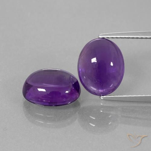 7.64 ct Oval Cabochon Amethyst, 11.1 x 9.1 mm From Brazil, Photo A
