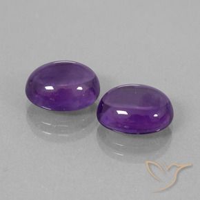 7.64 ctw Violet Amethyst Stones, Natural Amethyst in Oval Cabochon Shape for Sale