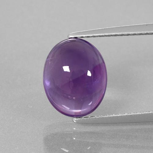 11 x 9mm Oval Cabochon Violet Amethyst from Brazil, Weight of 4.21ct, Natural untreated Gemstone in Transparent Clarity, 1pc Amethyst - Color: Medium Violet, Mohs Hardness of 7 suitable for daily wear jewelry, Stone of the Mind, Photo A
