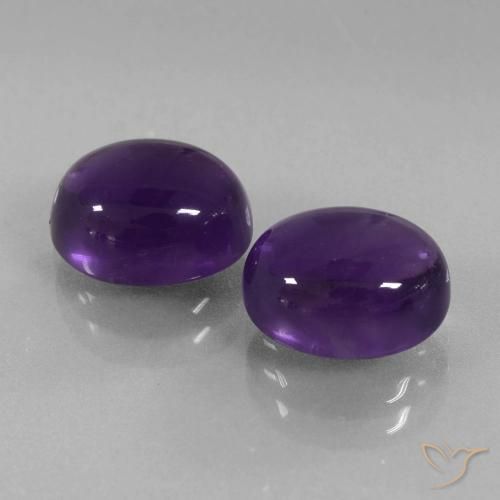 6.59 ctw Violet Amethyst Stones, Natural Amethyst in Oval Cabochon Shape for Sale