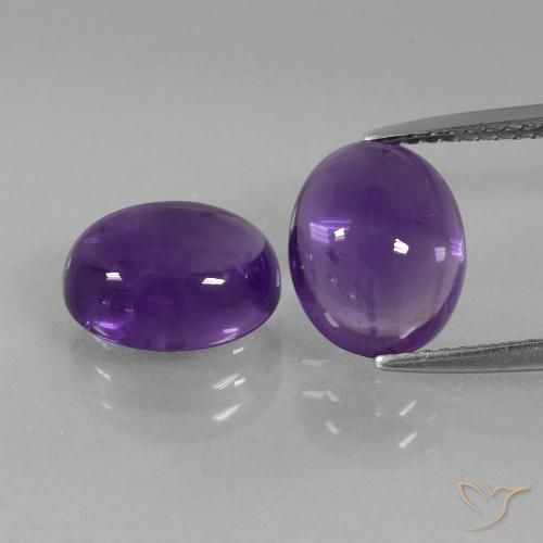 5.74 ct Oval Cabochon Amethyst, 9.9 x 7.9 mm From Brazil, Photo A