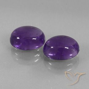 5.74 ctw Violet Amethyst Stones, Natural Amethyst in Oval Cabochon Shape for Sale