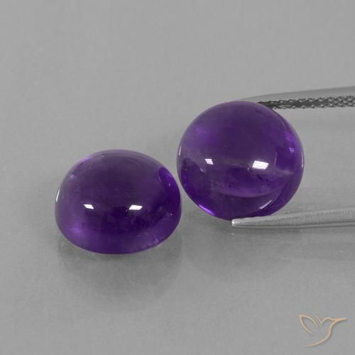 11.04 ctw Violet Amethyst Gemstones, Amethyst Gems in Round Cabochon Shape for Sale.