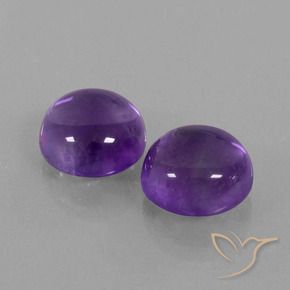 10.21 ctw Violet Amethyst Stones, Natural Amethyst in Round Cabochon Shape for Sale