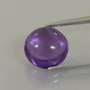 Violeta claro medio Amatista Gema - 5.9ct Cabujón Redondo (ID: 392552)