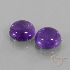 9.45 ctw Violet Amethyst Stones, Natural Amethyst in Round Cabochon Shape for Sale
