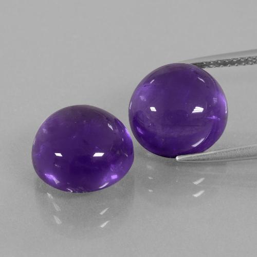 GREAT Matched Pair Purple COLOR Amethyst  Round Cab GEMS For Jewelry 