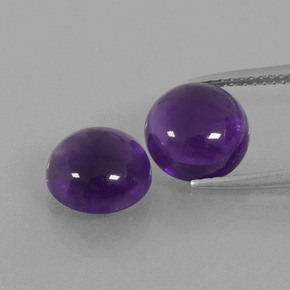 Violeta medio Amatista Gema - 2.8ct Cabujón Redondo (ID: 392612)