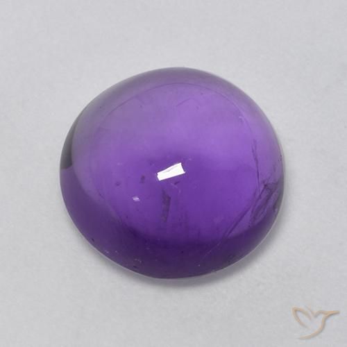 4.55 ct Violet Amethyst Stone, Natural Amethyst in Round Cabochon Shape for Sale