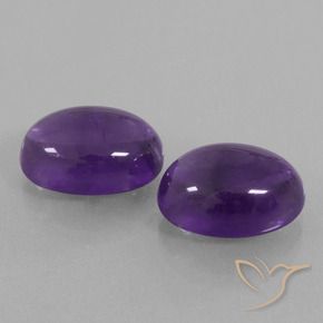 14.02 ctw Violet Amethyst Stones, Natural Amethyst in Oval Cabochon Shape for Sale