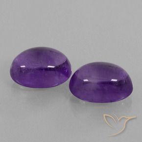 14.20 ctw Violet Amethyst Stones, Natural Amethyst in Oval Cabochon Shape for Sale