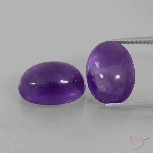 14.04 ctw Violet Amethyst Gemstones, Amethyst Gems in Oval Cabochon Shape for Sale.