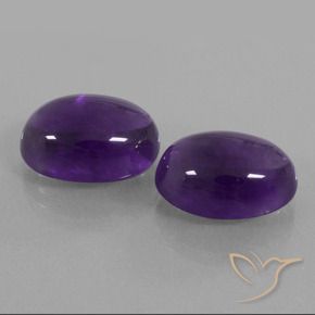 13.81 ctw Violet Amethyst Stones, Natural Amethyst in Oval Cabochon Shape for Sale