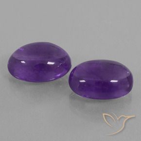 12.81 ctw Violet Amethyst Stones, Natural Amethyst in Oval Cabochon Shape for Sale