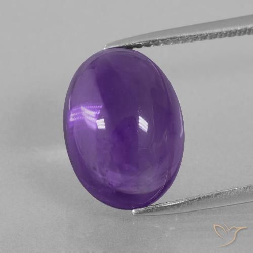 8.55ct Oval Medium Violet Amethyst from Brazil, Dimension 14.1 x 10mm, Natural untreated Gemstone, Transparent Clarity, 1pc Oval Cabochon Amethyst, Mohs Hardness of 7 suitable for daily wear jewelry, Wednesday Gemstone, Photo A