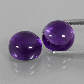 4.87 ct Violet Amethyst Gemstone, Amethyst Gem in Round Cabochon Shape for Sale.
