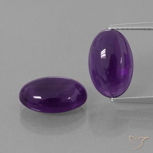 6.38 ct Oval Cabochon Amethyst, 12.1 x 8 mm From Brazil, Photo A