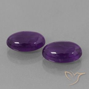 6.38 ctw Violet Amethyst Stones, Natural Amethyst in Oval Cabochon Shape for Sale