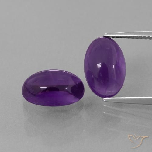12,2 x 8mm Oval Amethyst-Paar - Gewicht 8,34 ct gesamt / durchschnittl. 4,17 ct, Garantiert natürliche Edelsteine, Rötliches Violett Farbe in Transparent Reinheit, Mohs-Härte 7 Geeignet für den täglichen Gebrauch im Schmuck, Entsperrt das Kronenchakra, Photo A