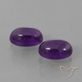 8.44 ctw Violet Amethyst Stones, Natural Amethyst in Oval Cabochon Shape for Sale