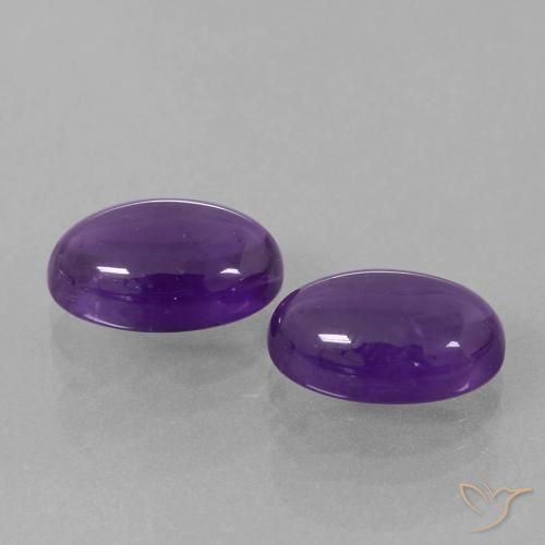 7.25 ctw Violet Amethyst Stones, Natural Amethyst in Oval Cabochon Shape for Sale