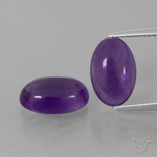 6.76 ct Oval Cabochon Amethyst, 12.3 x 8.3 mm From Brazil, Photo A