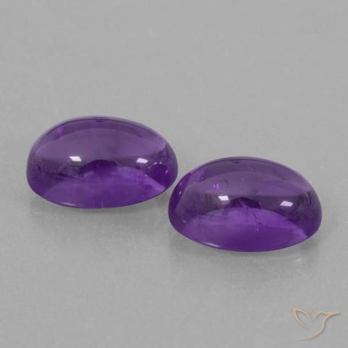 8.42 ctw Violet Amethyst Stones, Natural Amethyst in Oval Cabochon Shape for Sale