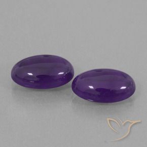 6.43 ctw Violet Amethyst Stones, Natural Amethyst in Oval Cabochon Shape for Sale
